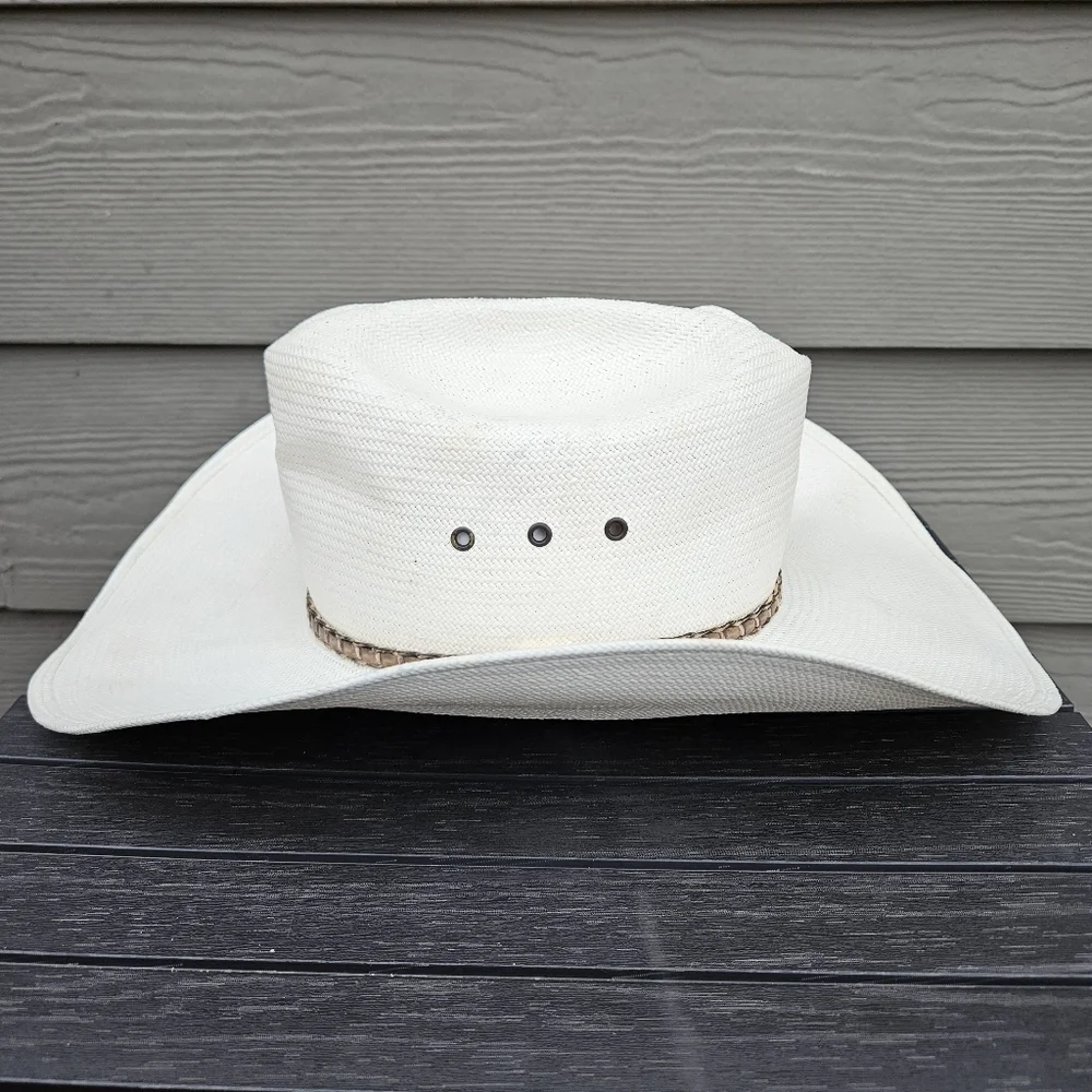 Vtg Stetson 8X Shantung Panama Cowboy Western Rodeo Straw Hat USA Size 6 3/4